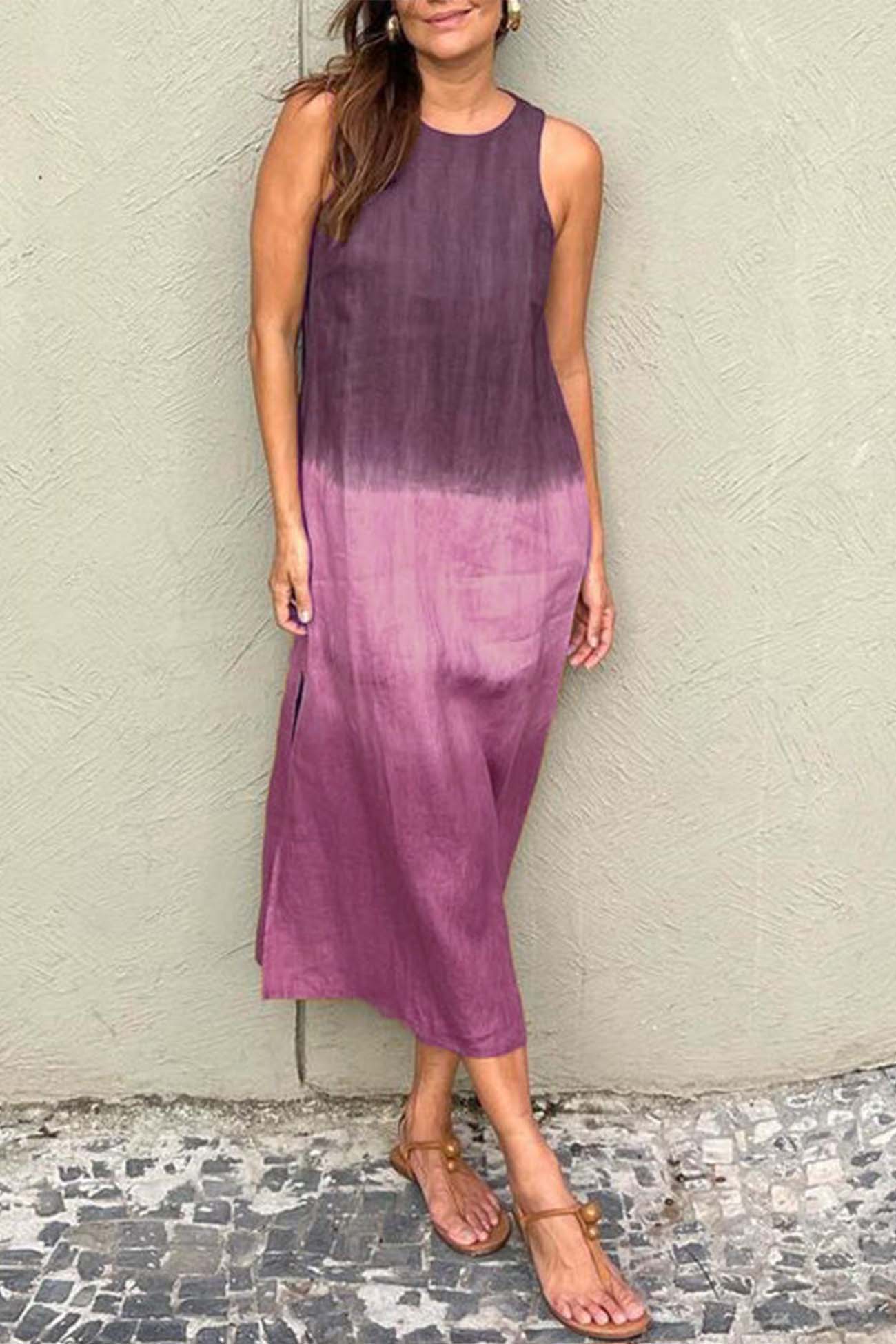 Valenzora | Gradient Side Seam Sleeveless Tank Dress