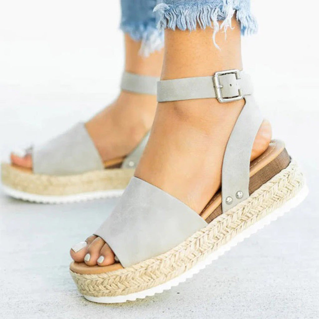 Valenzora | Platform Sandals Espadrille Sole Adjustable Ankle Strap Toe Strap