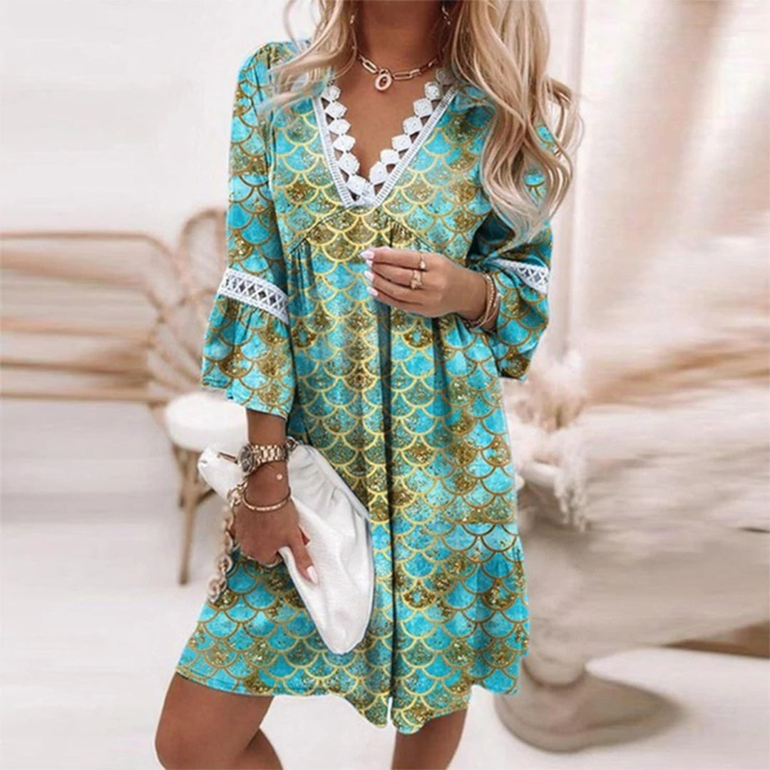 Valenzora - Embroidered V-neck dress