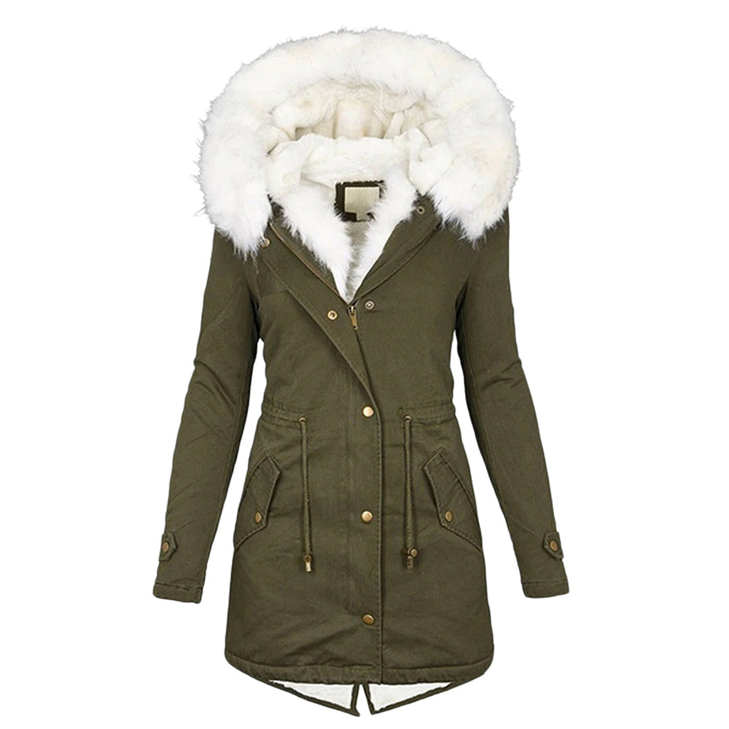 Valenzora Elegant winter jacket with hood and button detail