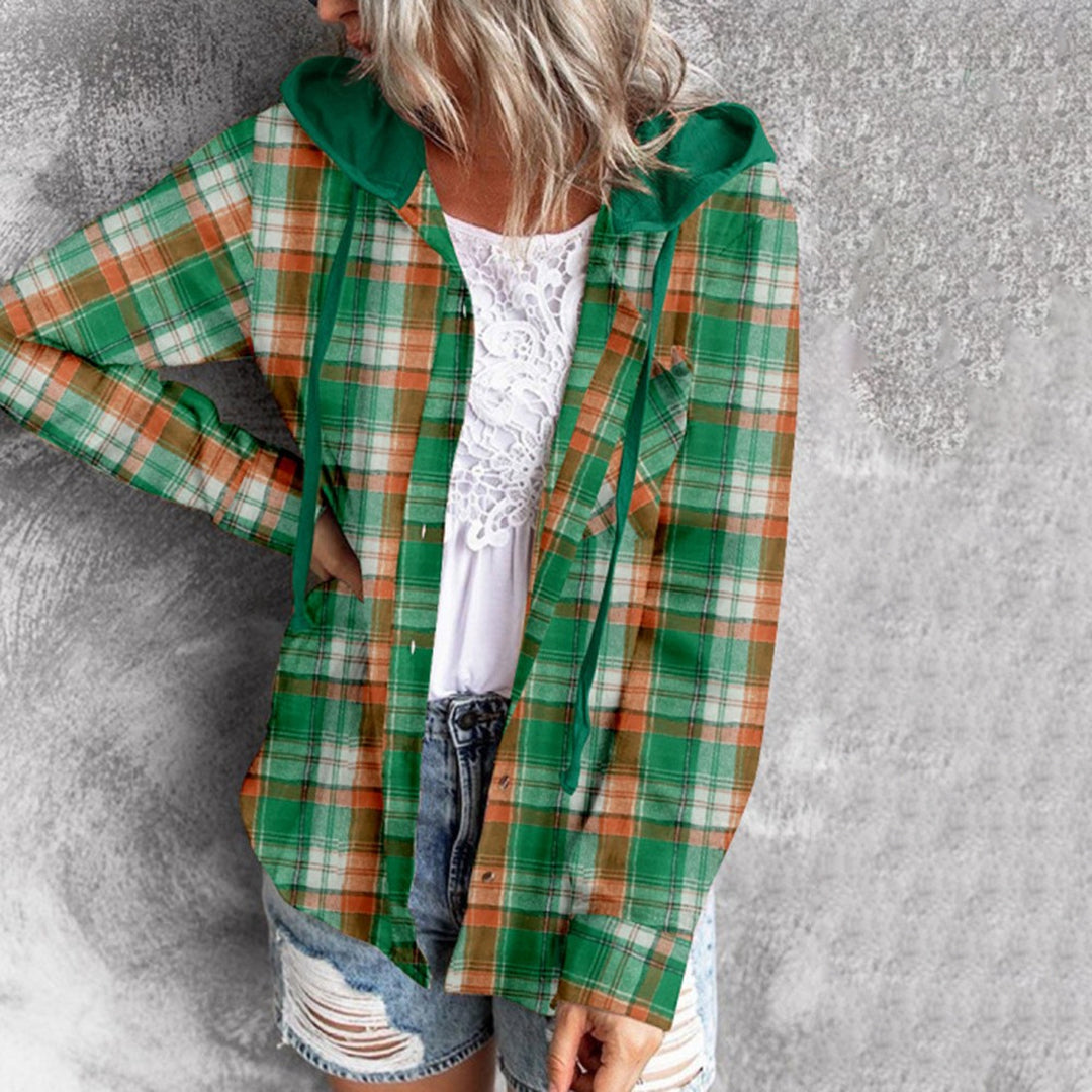 Valenzora - Elegant hooded jacket with check design