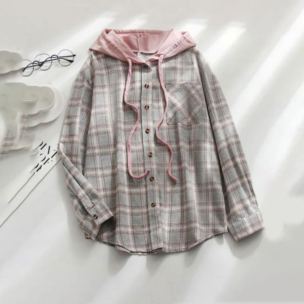 Valenzora - Elegant hooded jacket with check design
