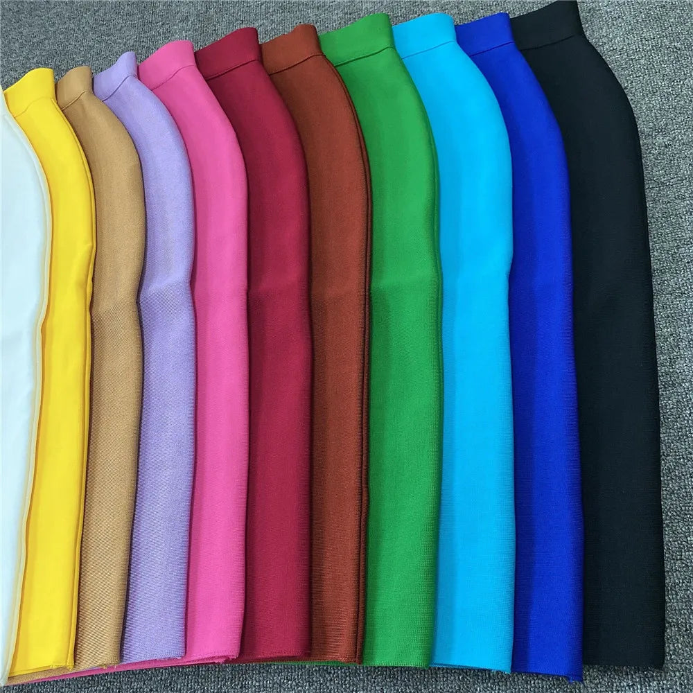 Valenzora | Women's New Rayon Bandage Skirt Elegant Pencil Skirt Famous Sexy Club Party Clothing Vintage Vestios
