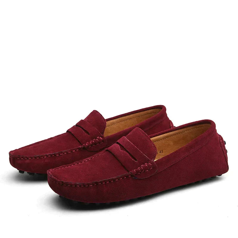 Valenzora | Suede slippers, Italian style, moccasin toe, non-slip penny loafer