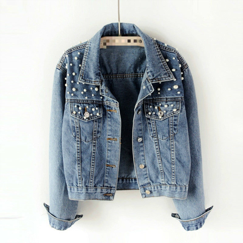 Valenzora Exclusive Lina Denim Jacket | Denim favorite with stylish pearl embellishment