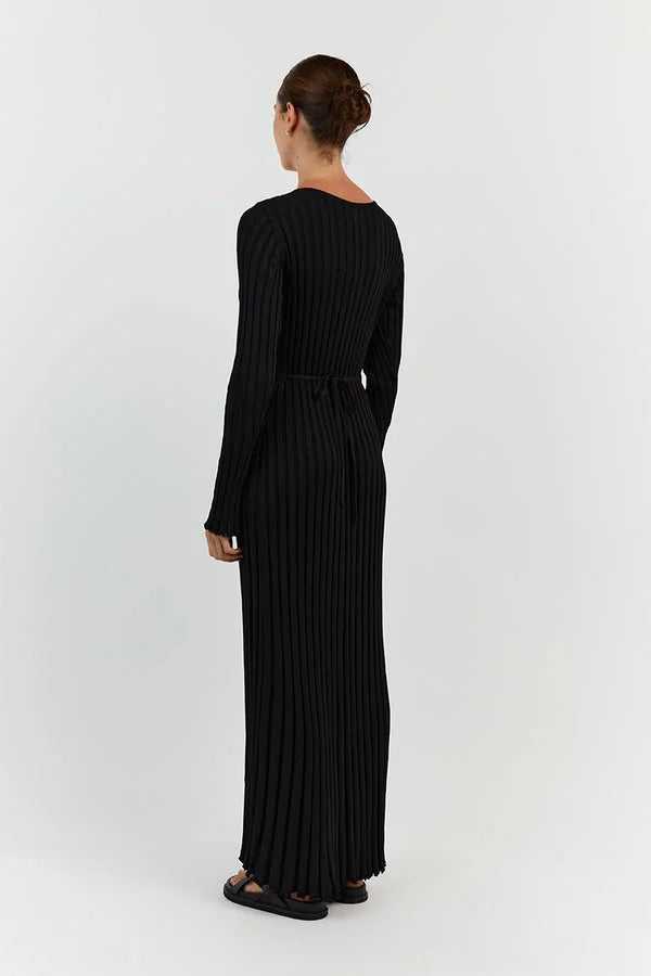 Valenzora Knit Dress | Modern Long-Sleeved Women's Dress with V-Neck