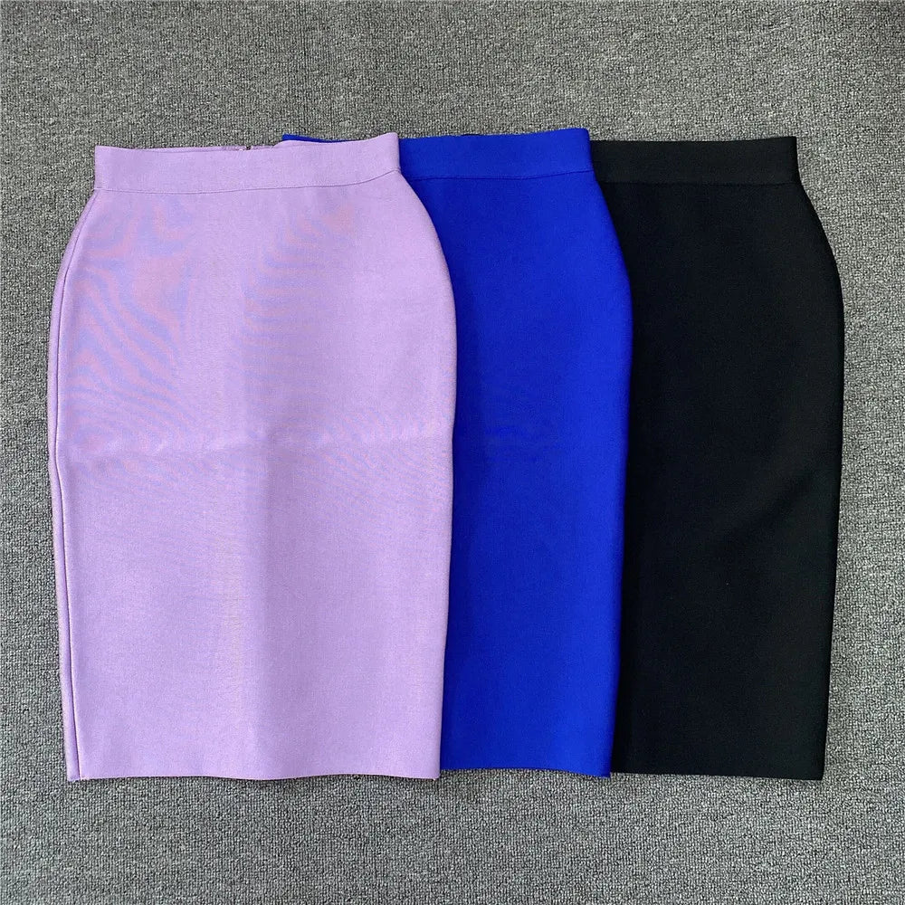 Valenzora | Women's New Rayon Bandage Skirt Elegant Pencil Skirt Famous Sexy Club Party Clothing Vintage Vestios