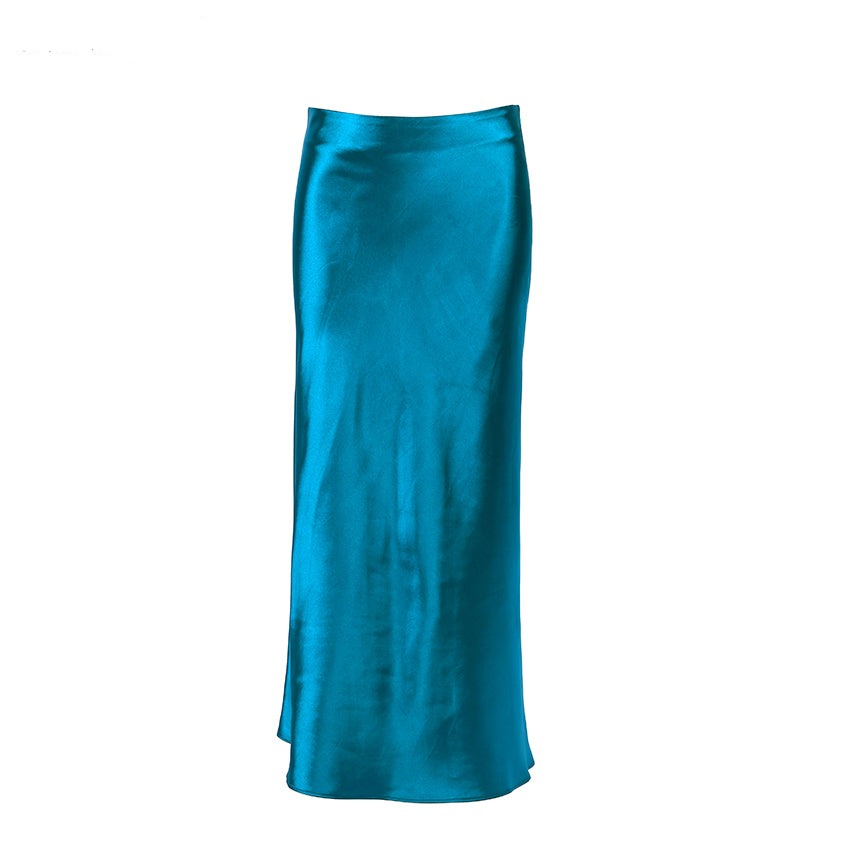 Valenzora | High-waisted long satin silk skirt for women