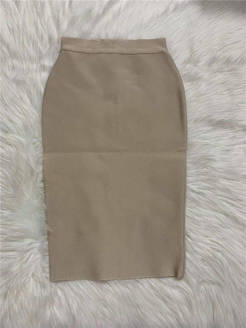 Valenzora | Women's New Rayon Bandage Skirt Elegant Pencil Skirt Famous Sexy Club Party Clothing Vintage Vestios