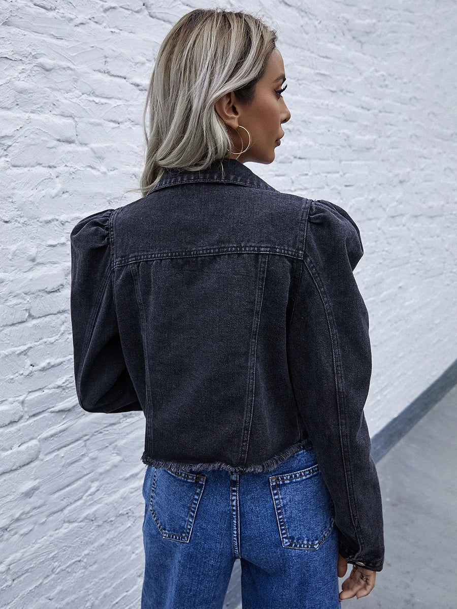 Valenzora | Women's Denim Short Jacket - Timeless Elegance