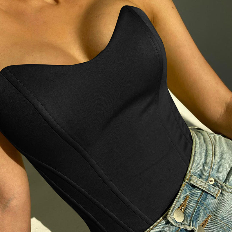 Valenzora Elegant Tube Top | Slim Fit | Sleeveless | Corset Style | Crop Top