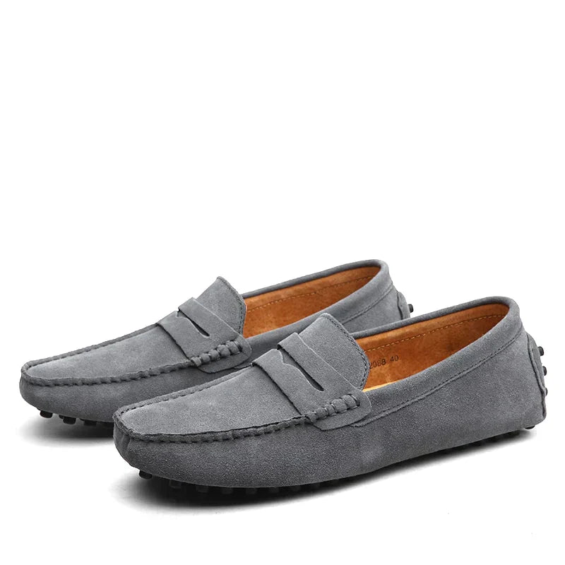Valenzora | Suede slippers, Italian style, moccasin toe, non-slip penny loafer