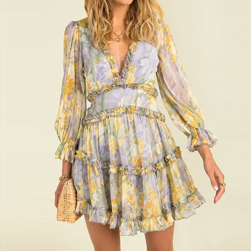 Valenzora – Einfaches Chiffonkleid mit Print