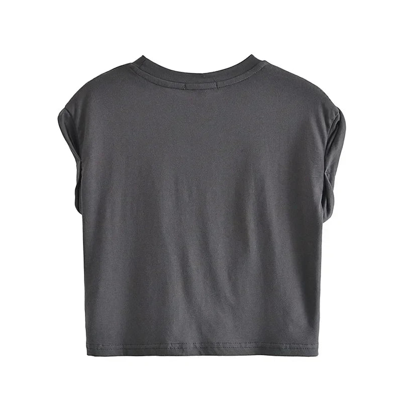 Valenzora | Crop T-shirt with button detail
