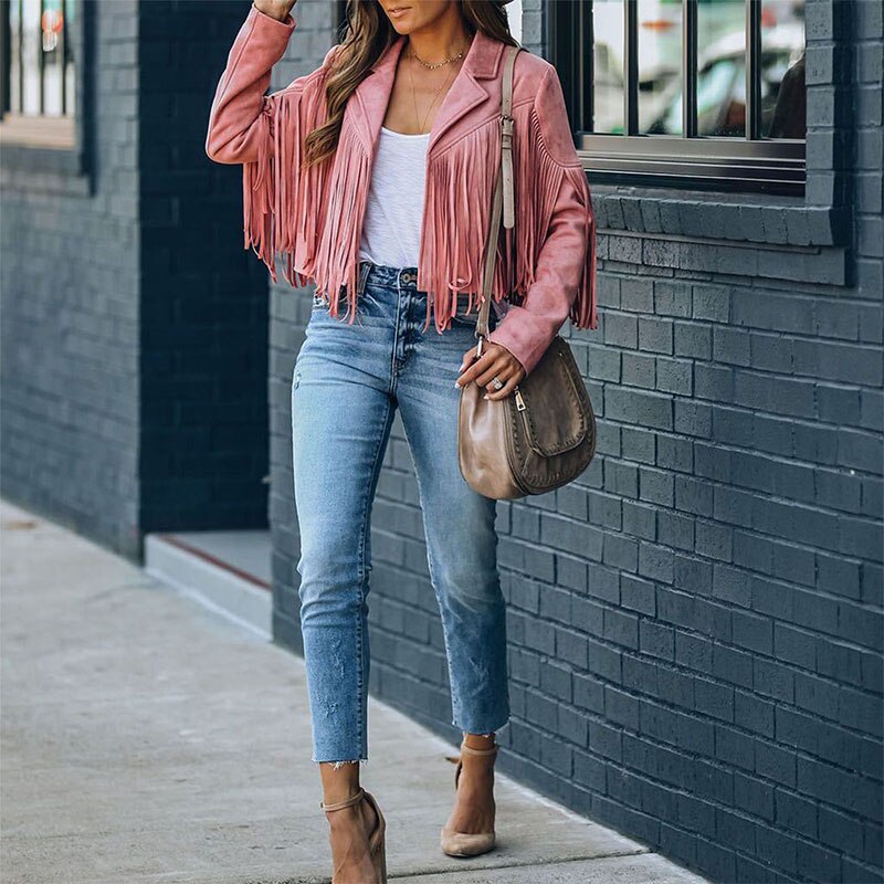 Valenzora | Fashion Suede Fringe Jacket
