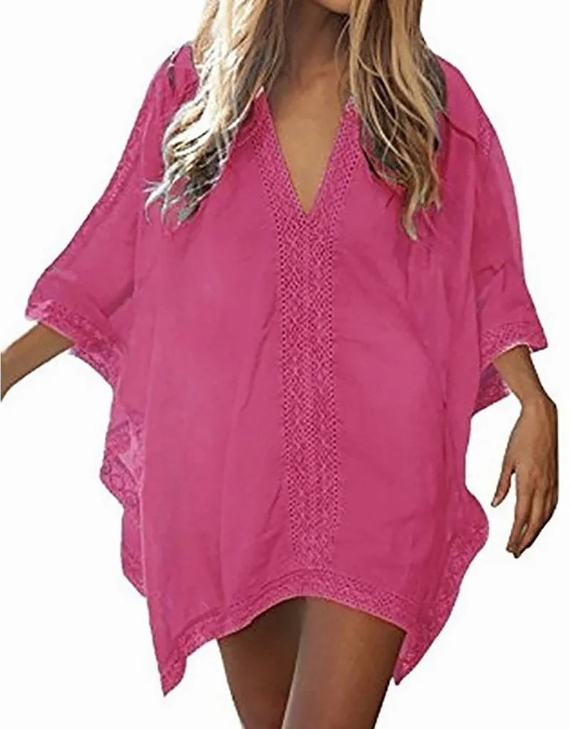 Valenzora-Tasche Swimsuit Cover Up Hollowed-out T-Shirt