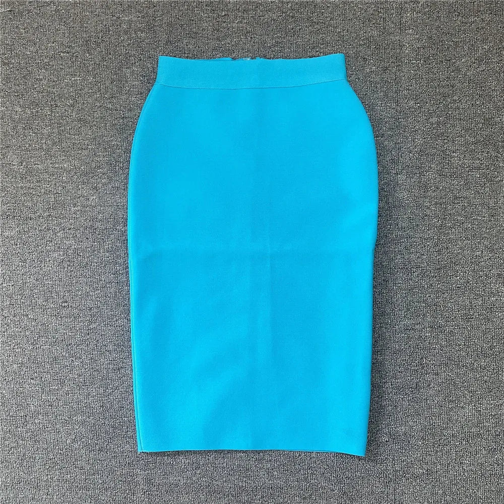 Valenzora | Women's New Rayon Bandage Skirt Elegant Pencil Skirt Famous Sexy Club Party Clothing Vintage Vestios