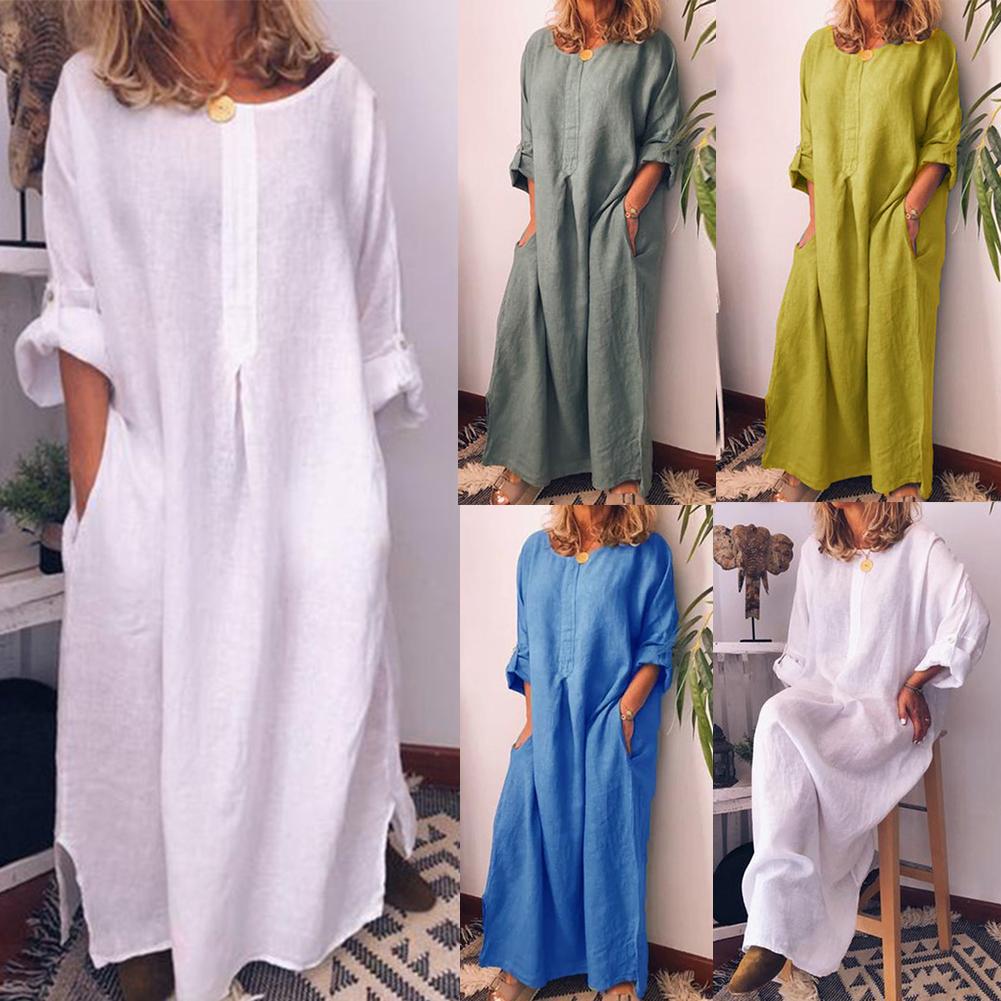 Valenzora | Langes Leinen-Hemdblusenkleid, Oversize