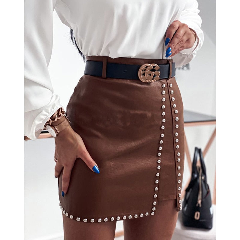 Valenzora | Imitation leather mini skirt