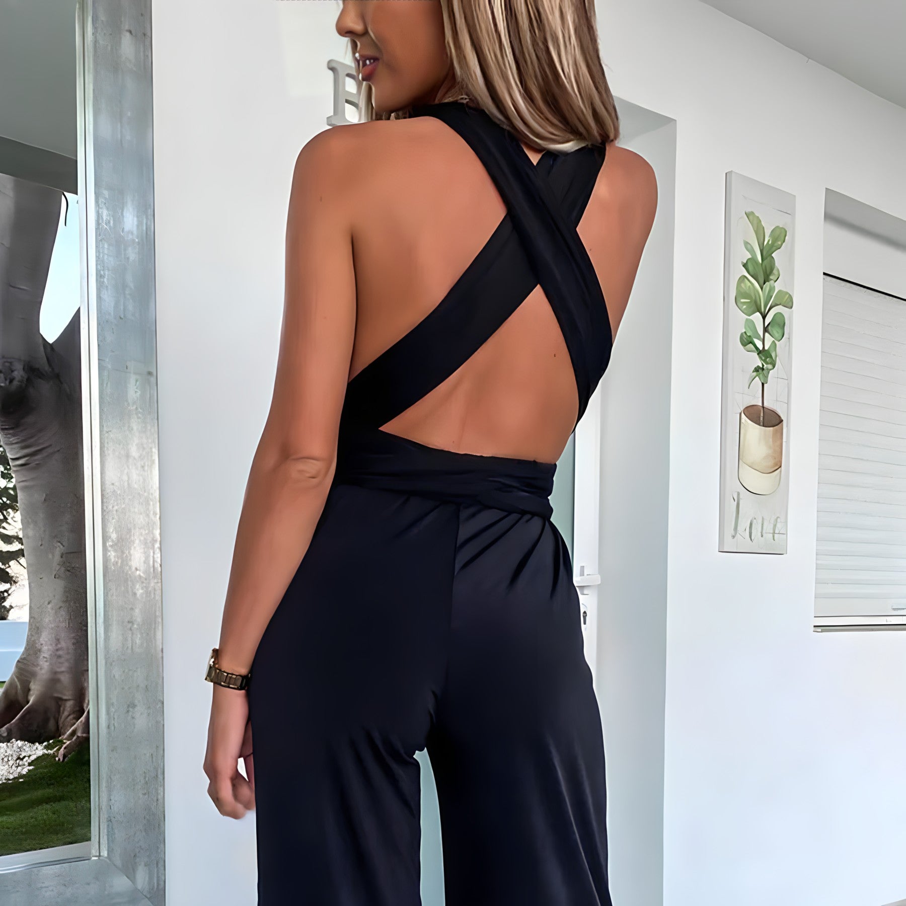 Summer jumpsuit with wide legs