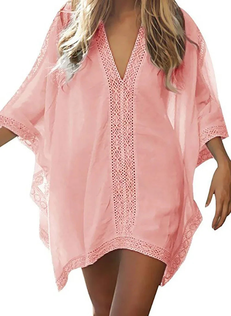 Valenzora-Tasche Swimsuit Cover Up Hollowed-out T-Shirt