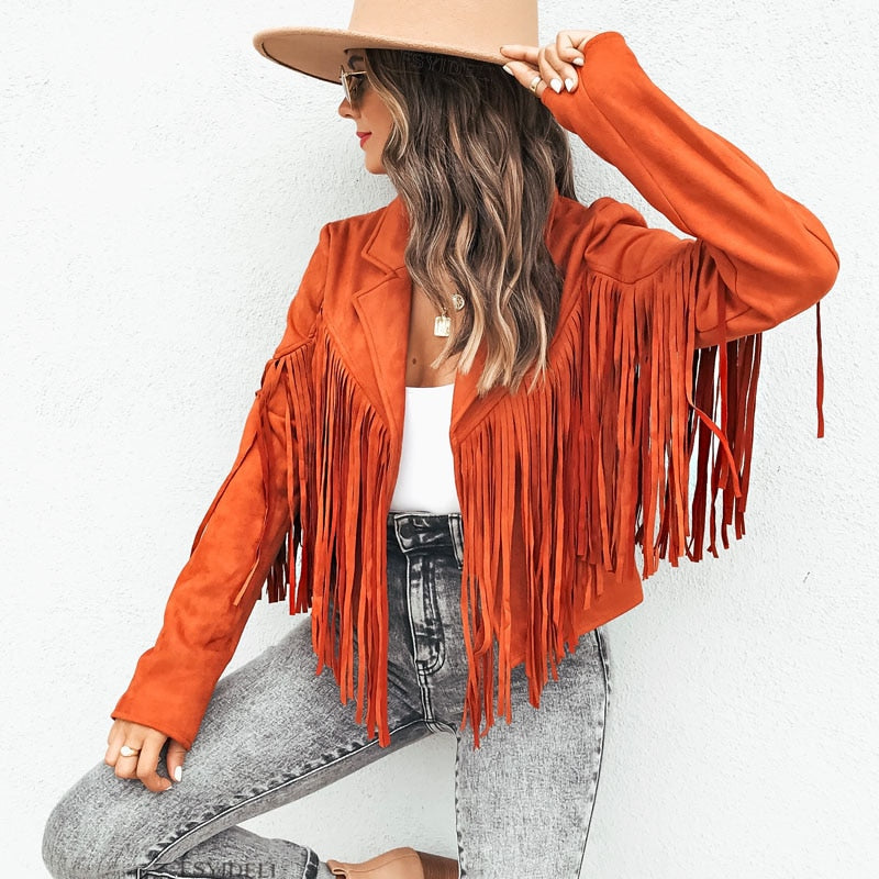 Valenzora | Fashion Suede Fringe Jacket