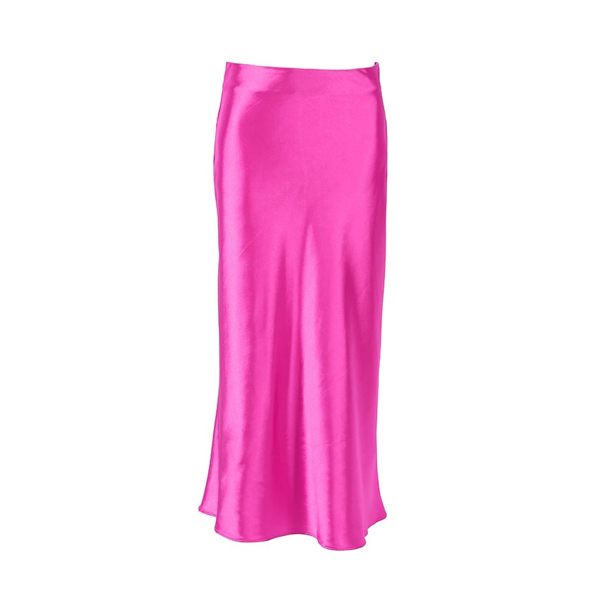 Valenzora | High-waisted long satin silk skirt for women