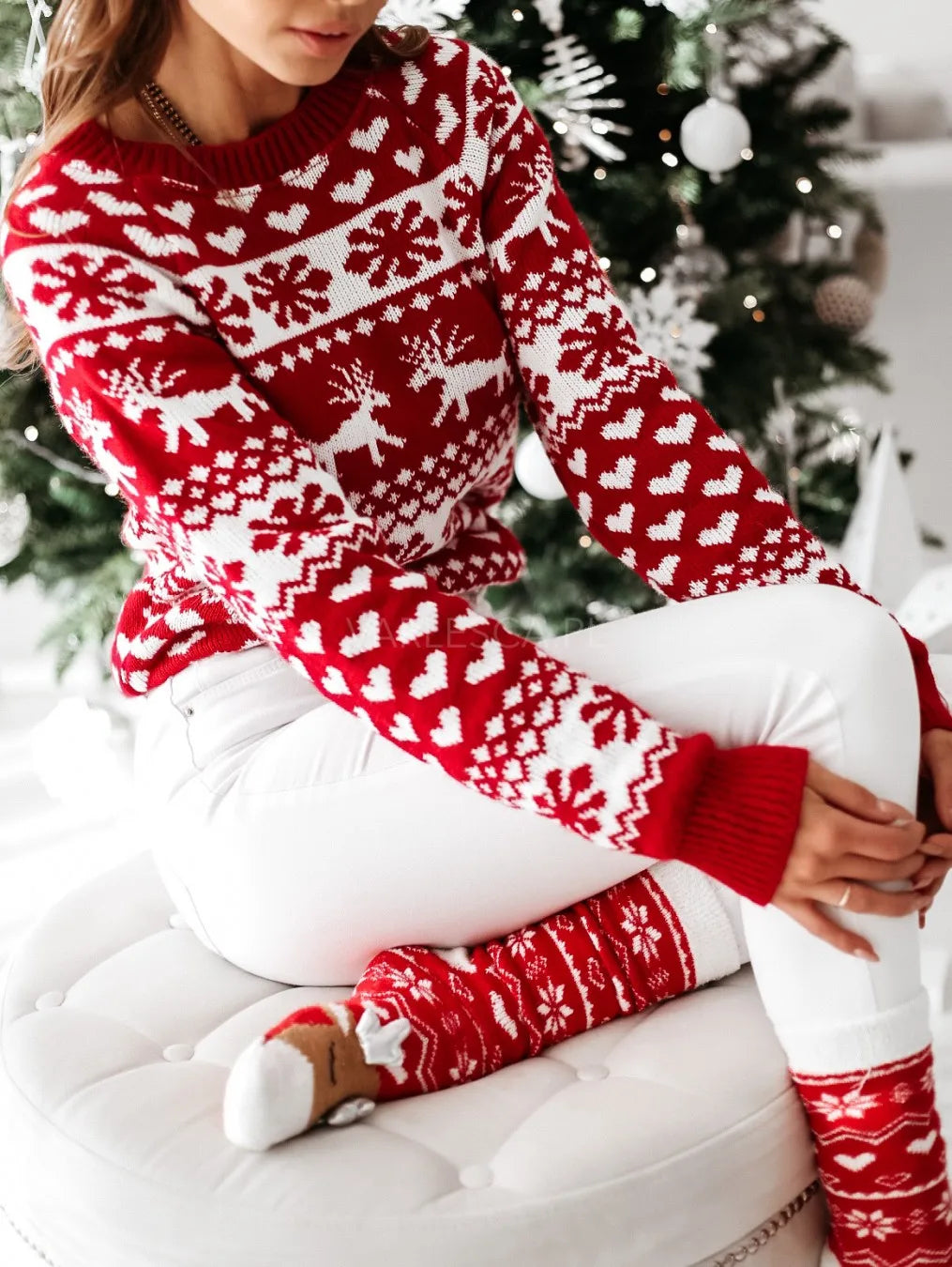 Valenzora - Hässlicher Weihnachtspullover - Klassisches Schneeflockenmotiv