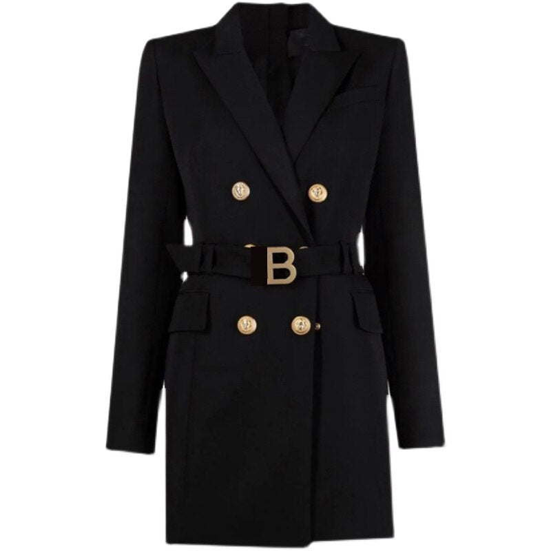 Valenzora - Chic blazer dress with waist belt and beautiful button detailing