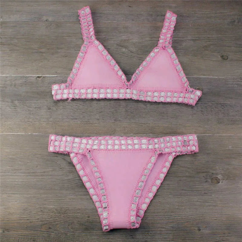 Valenzora | Sexy Bikinis Summer Women's Swimsuit Hand Crocheted Bikini Set Swimwear Beach Swimsuit Biquini Woman Monokini