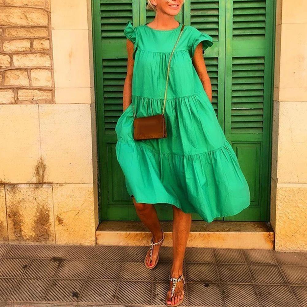 cropped midi dress with flared skirt