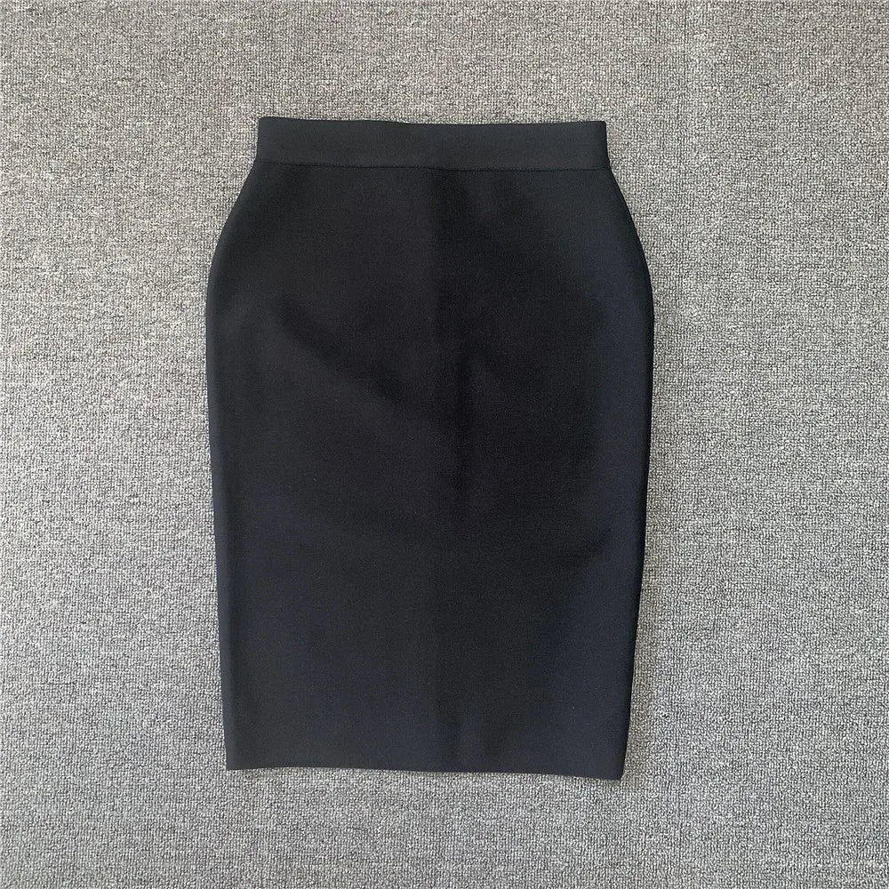 Valenzora | Women's New Rayon Bandage Skirt Elegant Pencil Skirt Famous Sexy Club Party Clothing Vintage Vestios