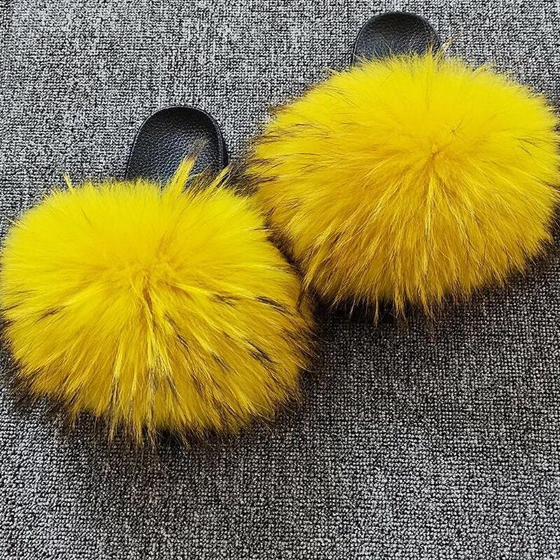 Valenzora | Real Fur Slide Sandals Slippers Flip Flops