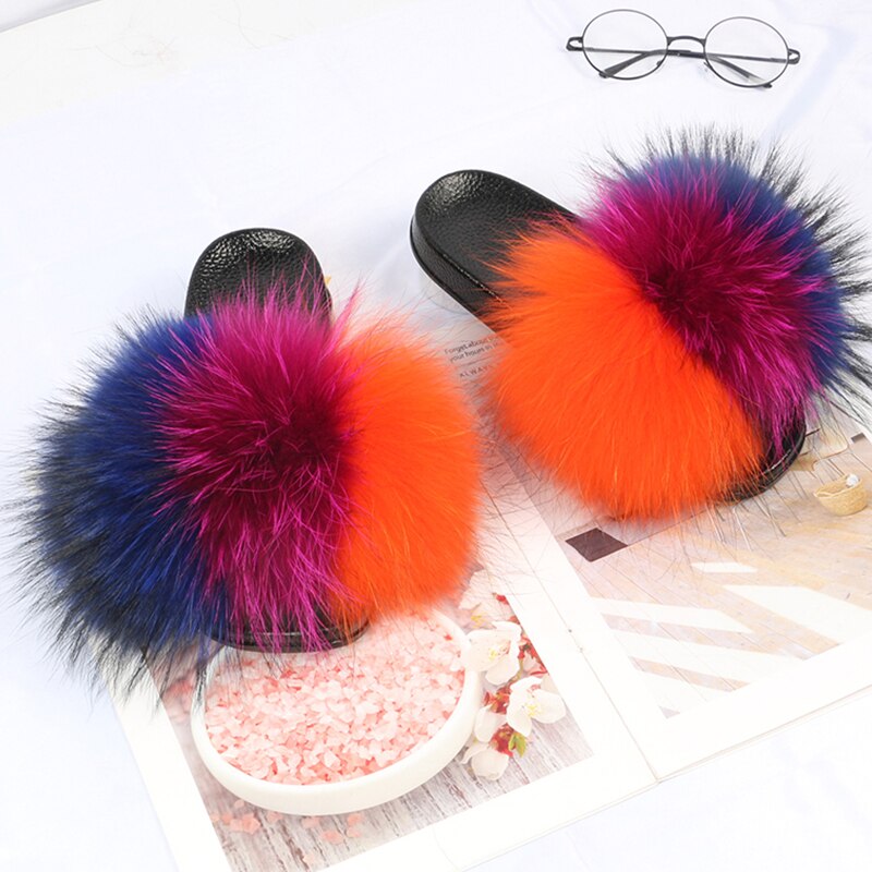 Valenzora | Real Fur Slide Sandals Slippers Flip Flops