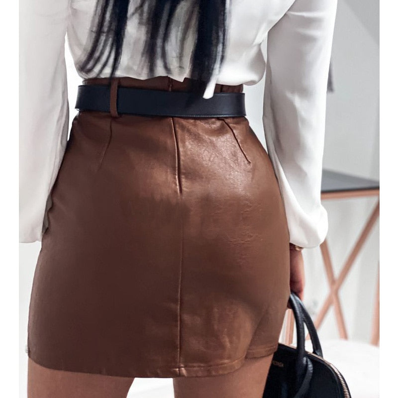 Valenzora | Imitation leather mini skirt