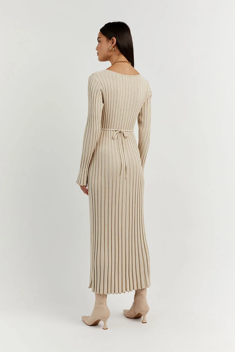 Valenzora Knit Dress | Modern Long-Sleeved Women's Dress with V-Neck