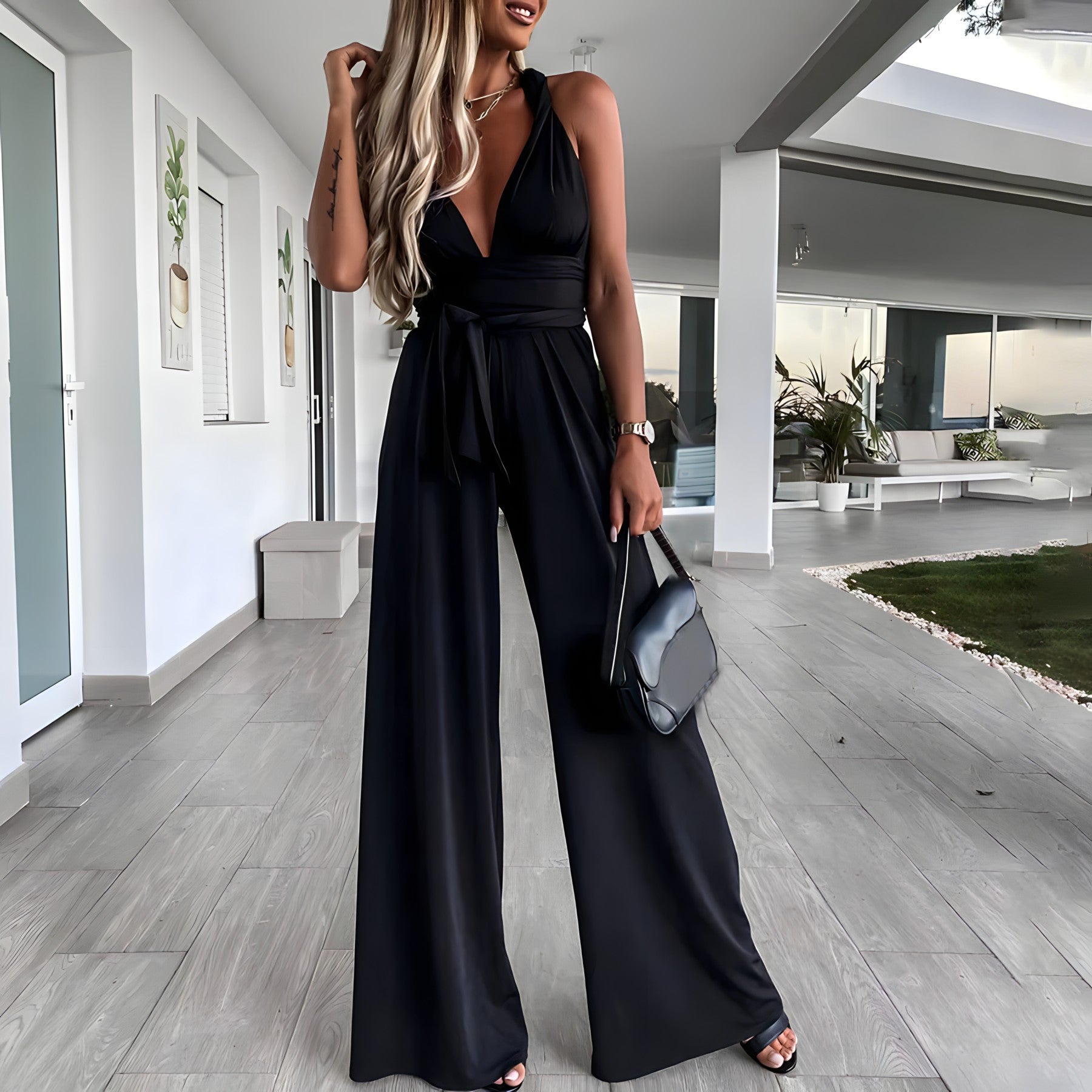 Summer jumpsuit with wide legs