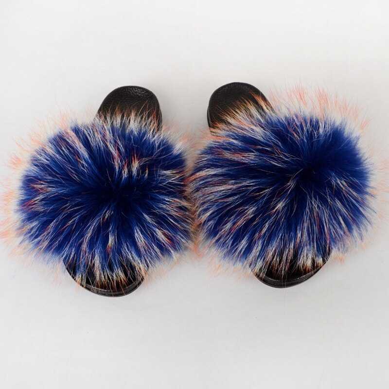 Valenzora | Real Fur Slide Sandals Slippers Flip Flops