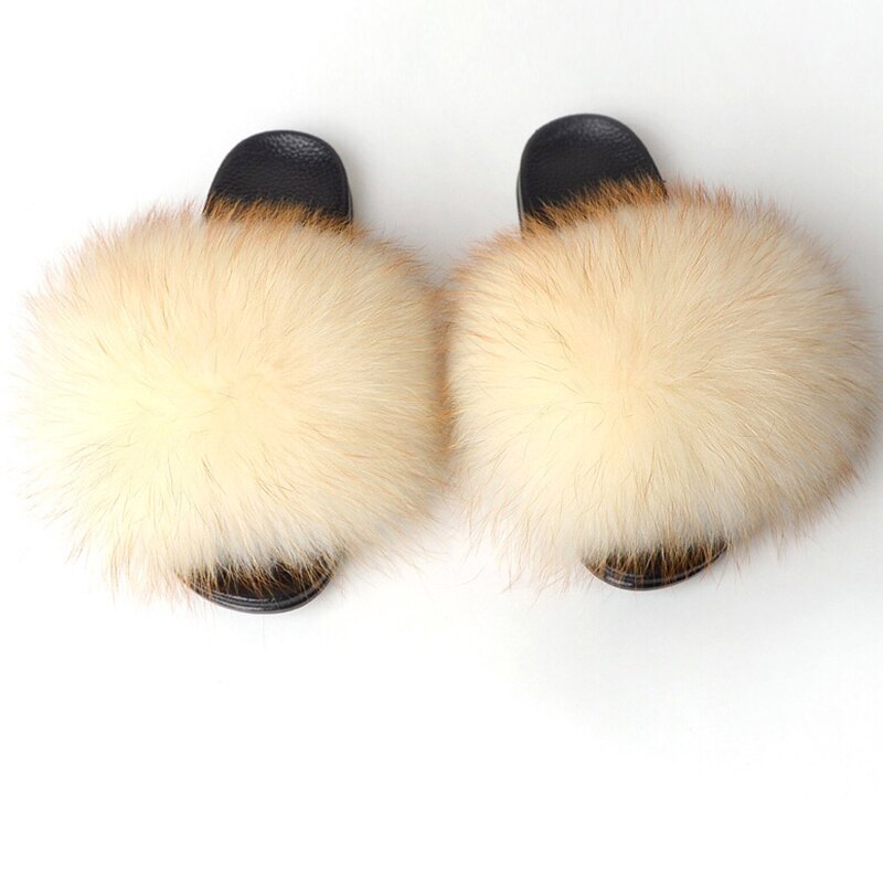 Valenzora | Real Fur Slide Sandals Slippers Flip Flops