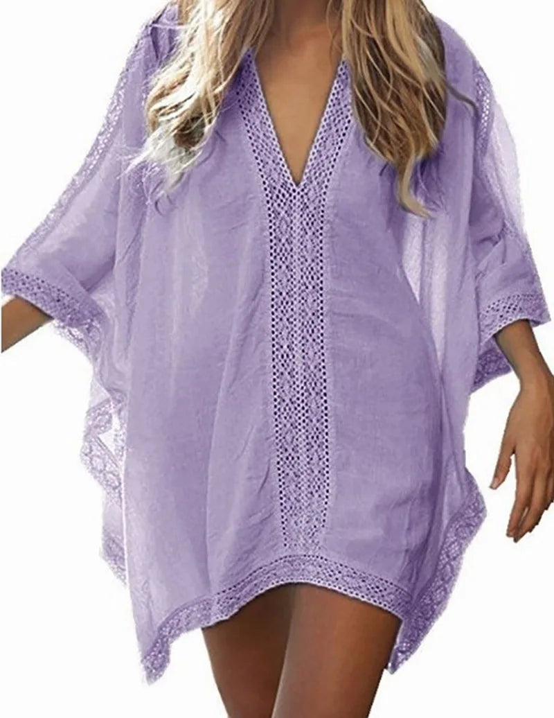 Valenzora-Tasche Swimsuit Cover Up Hollowed-out T-Shirt