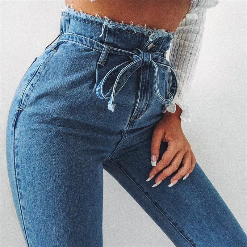Valenzora high-waist jeans | Figure-hugging stretch jeans in black