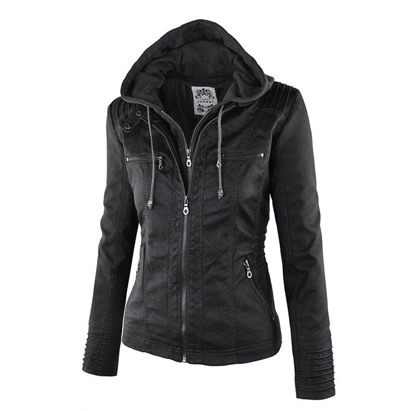 Kapuzenjacke: Basic PU Jacke