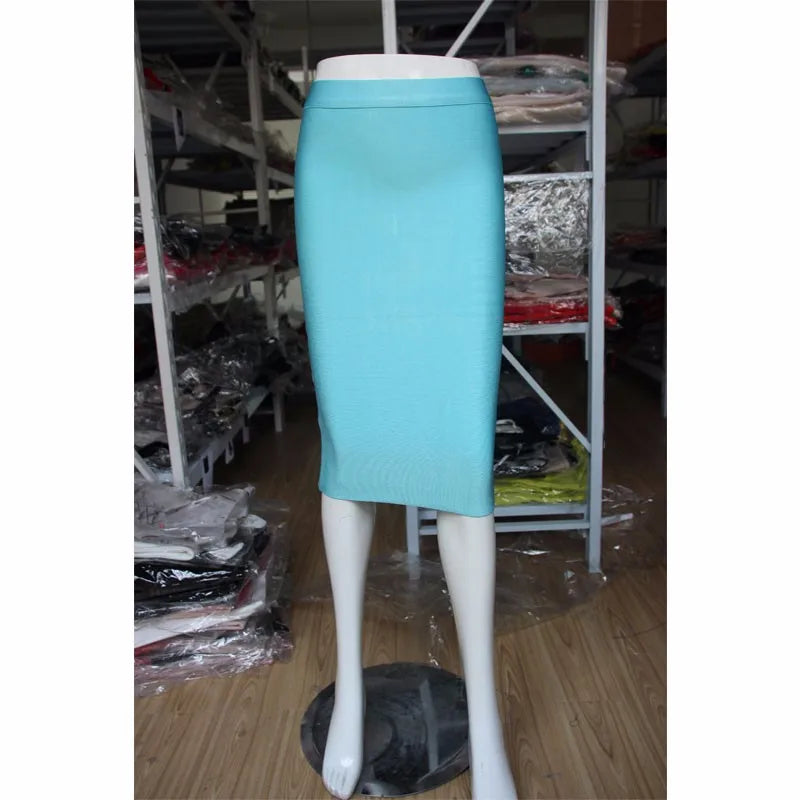 Valenzora | Wholesale Women's Summer Fashion Sexy Black Blue Orange Red Beige Bandage Skirt Designer A-Line Pencil Skirt 60cm