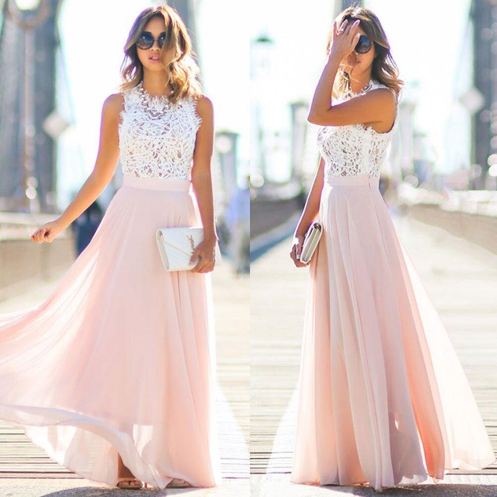 Valenzora | Maxi dress with lace top, sleeveless, A-line, flowing, elegant design
