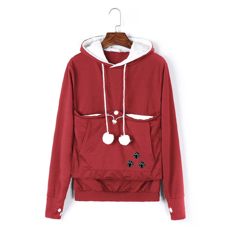 Valenzora - Women's hooded sweatshirt with embroidered zip pockets for casual winter wear
