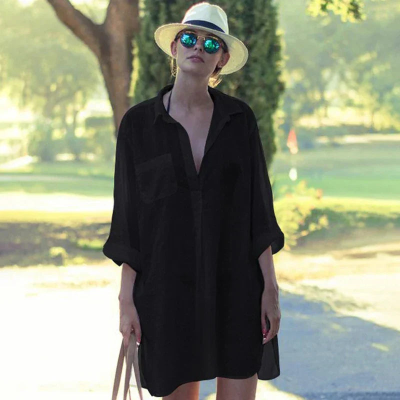 Valenzora-Tasche Swimsuit Cover Up Hollowed-out T-Shirt