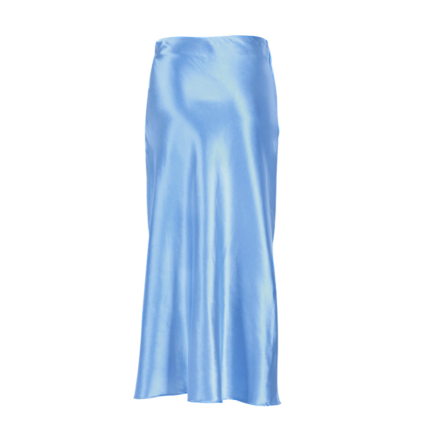 Valenzora | High-waisted long satin silk skirt for women