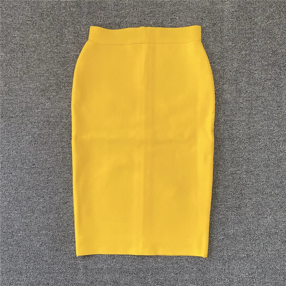 Valenzora | Women's New Rayon Bandage Skirt Elegant Pencil Skirt Famous Sexy Club Party Clothing Vintage Vestios