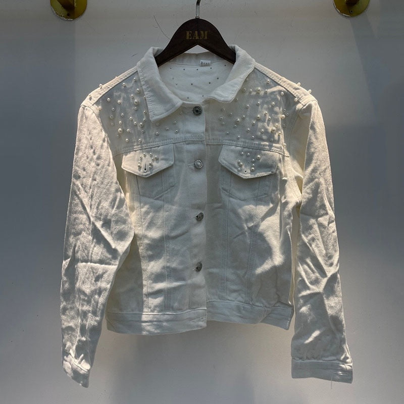 Valenzora Exclusive Lina Denim Jacket | Denim favorite with stylish pearl embellishment