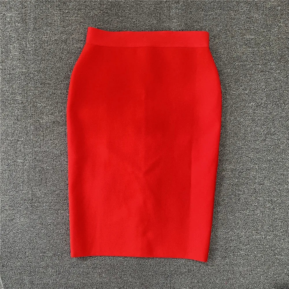 Valenzora | Women's New Rayon Bandage Skirt Elegant Pencil Skirt Famous Sexy Club Party Clothing Vintage Vestios